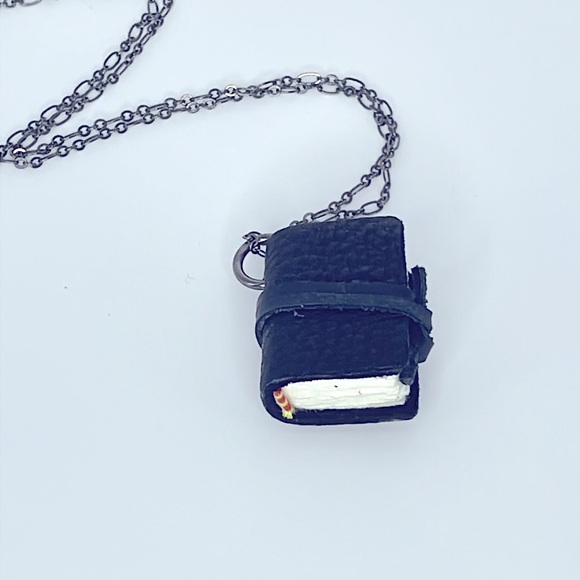 Large Leather & Parchment Book Necklace - Picture 2 of 3